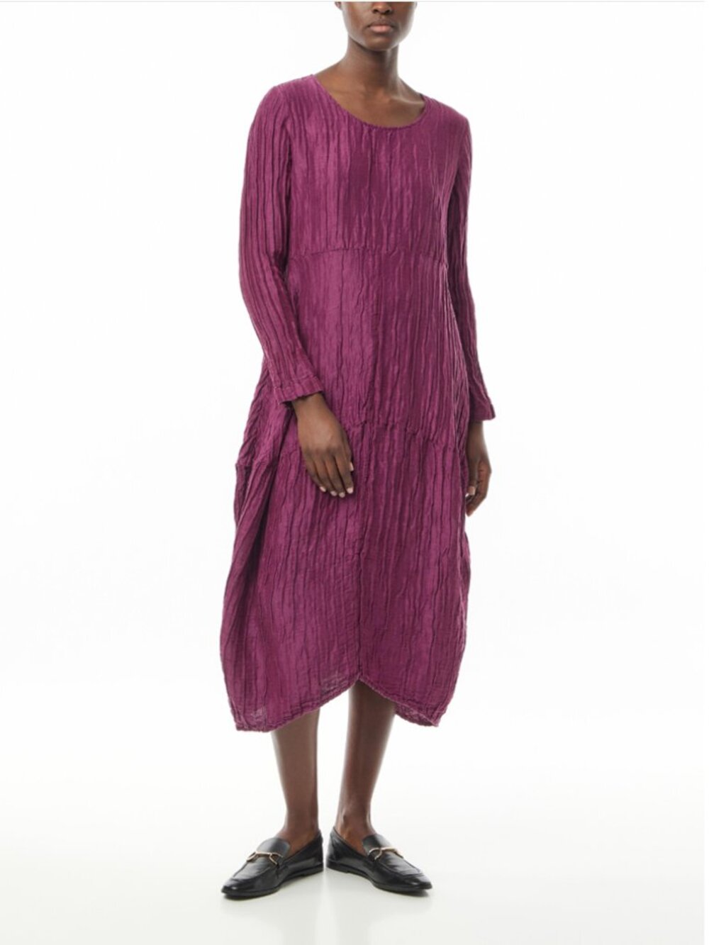 Grizas Crinkle Balloon Silk Linen Lagenlook Dress